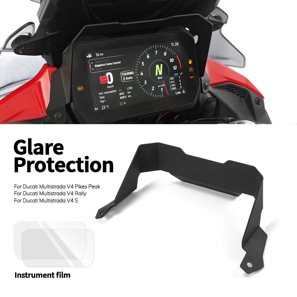 For Ducati Multistrada V4S Rally Pikes Peak 2021- Instrument Hat Sun Visor 6.5 in TFT Display Glare Protection Meter Screen Film