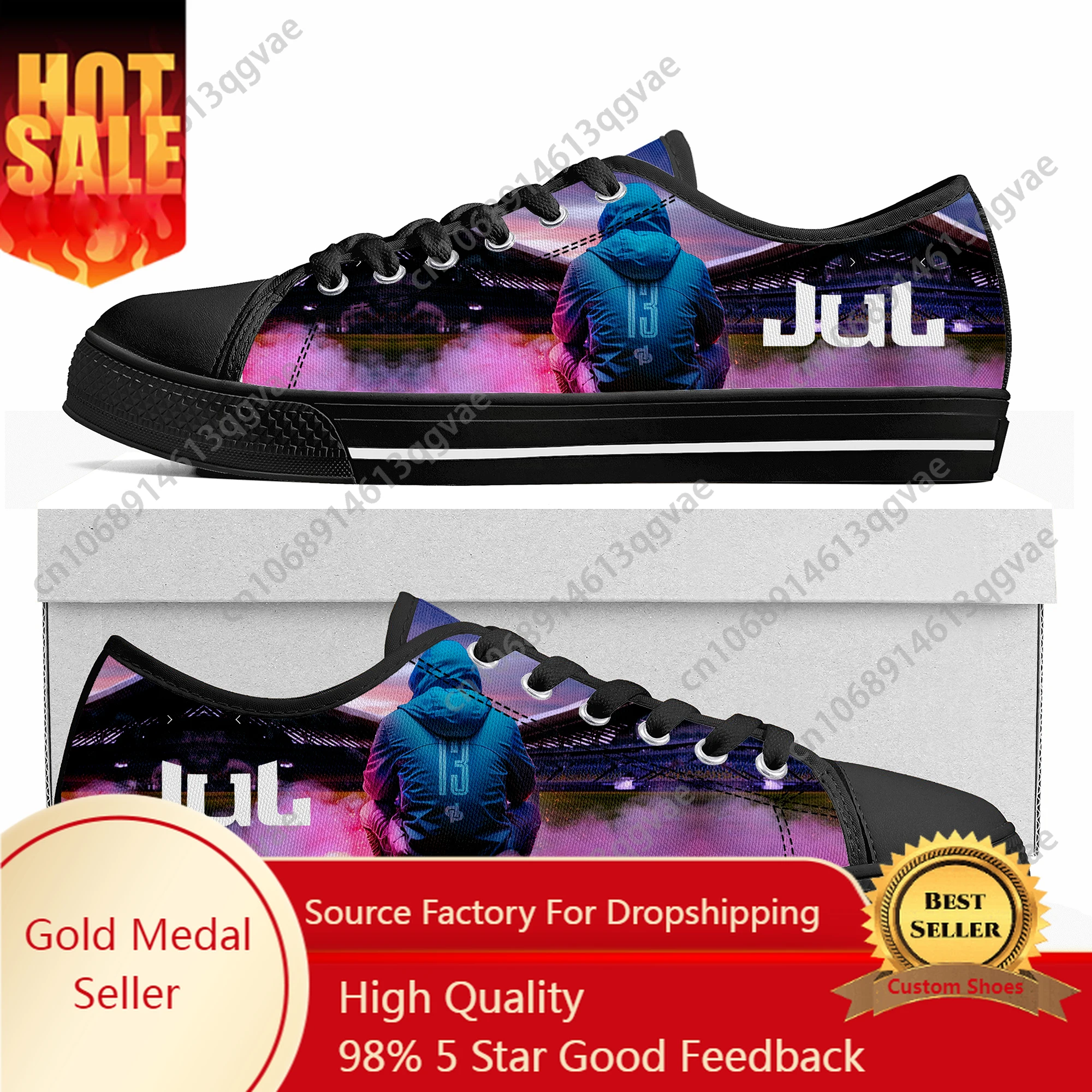 

Rapper JUL C'est Pas Des Lol Julien Mari Low Top Sneakers Womens Mens Teenager High Quality Custom Canvas Sneaker Couple Shoe