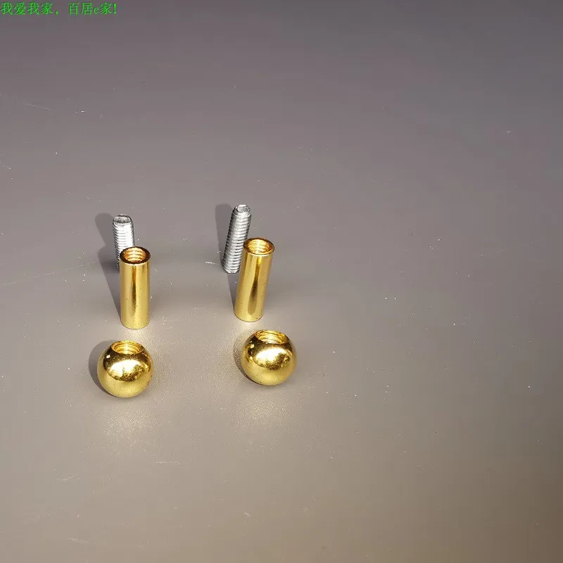 Golden M4 Inner Tooth Nuts,Bald Head Nuts, Round Ball Cover + Screw + Gold M4 Inner Tooth Tube DIY Hardware Lighting Accessories