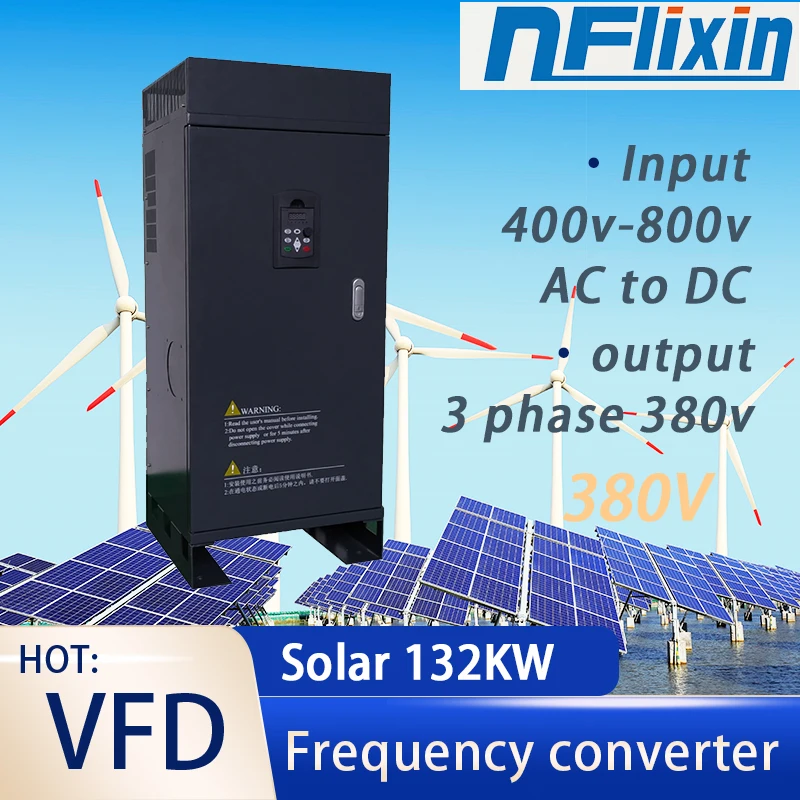 132KW 380V DC 400-800V to Three phase solar Variable Frequency Drive VFD Inverter For 3Phase 380V Water pump