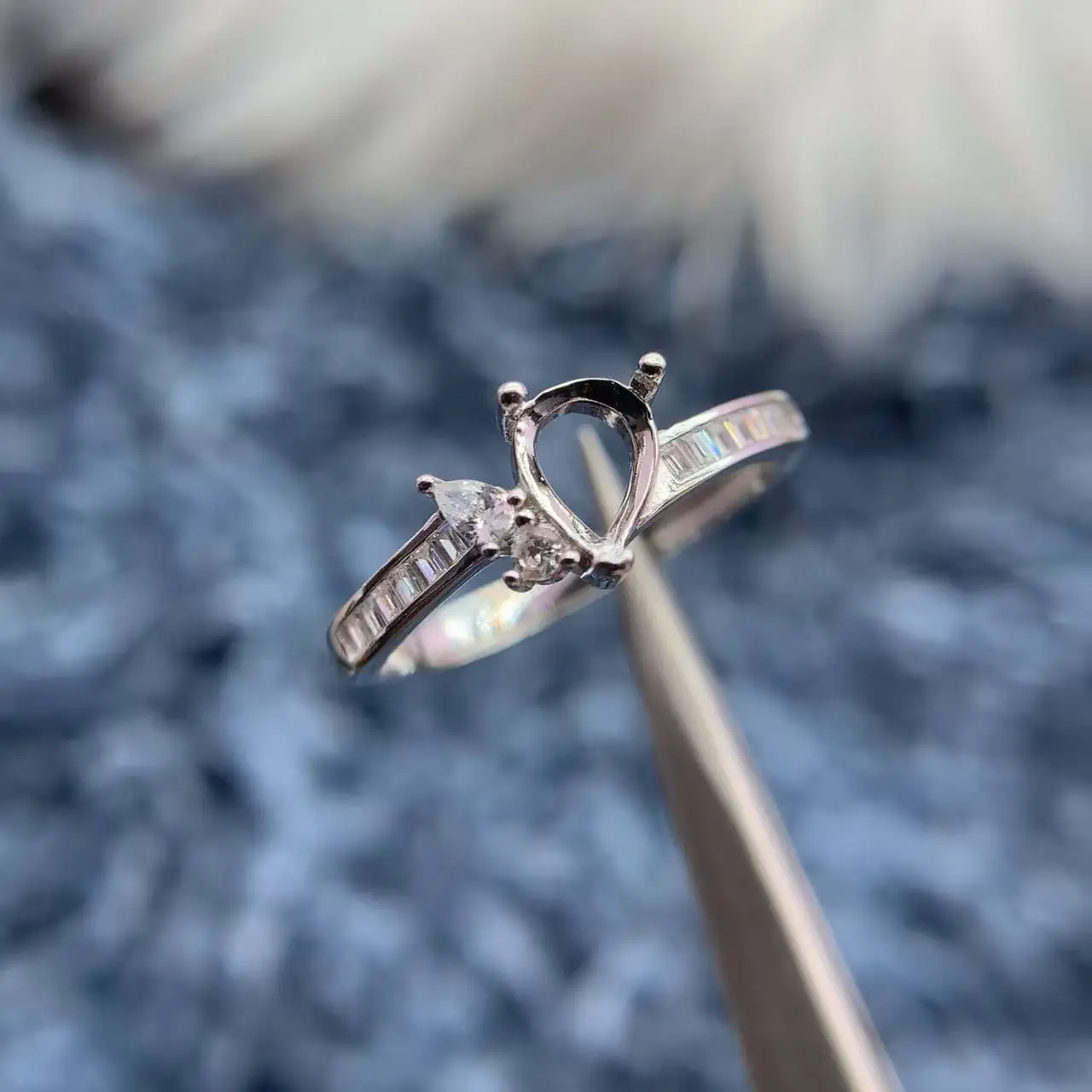 

MeiBaPJ Inlay Teardrop 5*7mm S925 Fine Silver DIY Ring Setting Diamond Womens Gifts Charm Minimalist Versatile Jewelry Wholesale