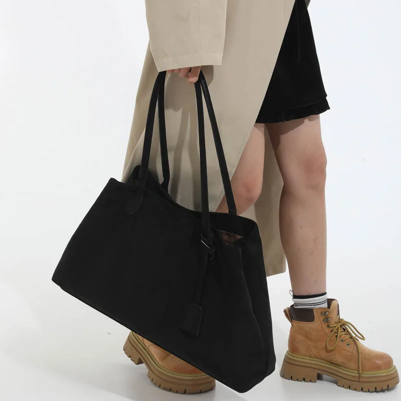 Women Suede Tote Bag Solid Color Shoulder Bag Large Capacity Handbags Trendy Satchel Bags Work Travel Shopping Commuter Tote Sac