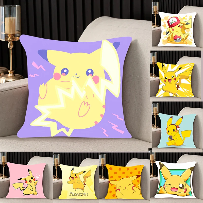 

home decor Pillow Cover Pikachu iving room 40x40 car restaurant deck chair Dakimakura Throw Pillows Square Pillowcase 40x40