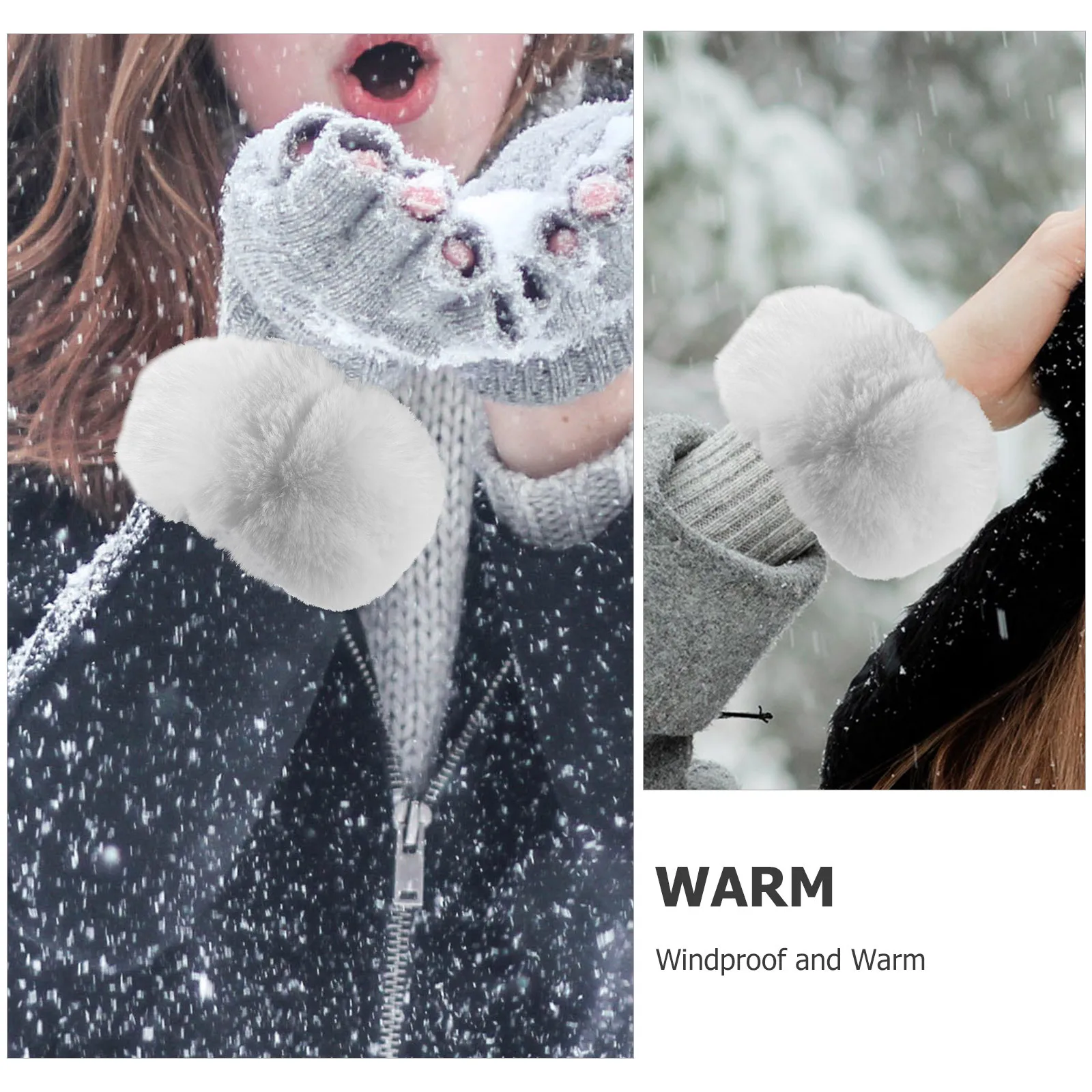 زوج واحد من أصفاد المعصم الدافئة ذات اللون الكلاسيكي من القماش الناعم أصفاد معصم شتوية مقاومة للرياح للنساء للاستخدام الخارجي المريح #6