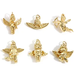 Angel Shaped 3D Pendant With Circles Copper Religious Charms 18k Gold Color Angel Charms for DIY Neacklace Jewelry,1 Piece