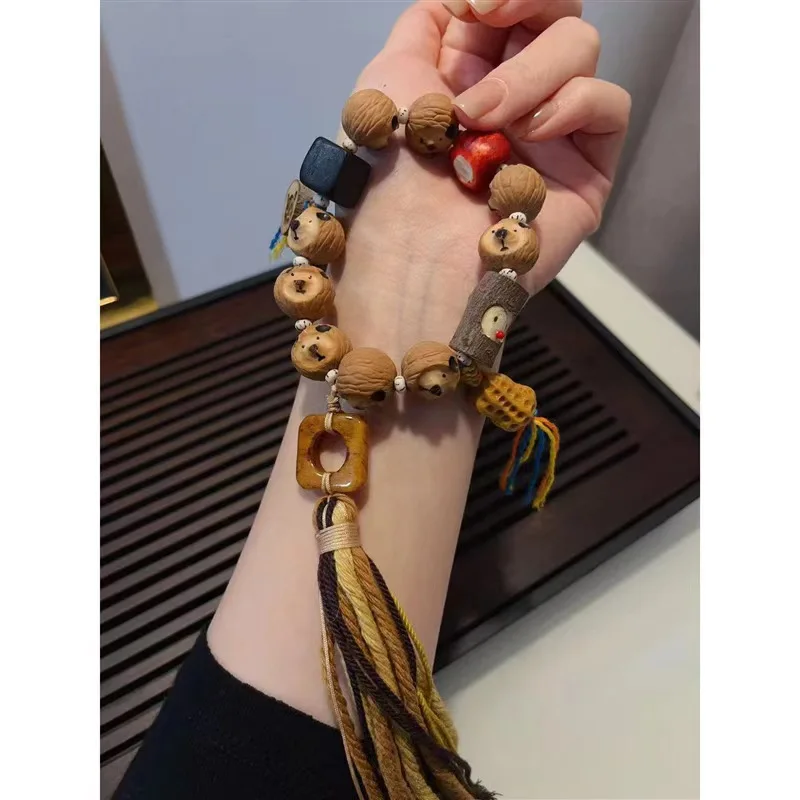 

Monkey Multi-Treasure Paired With Antler Old Bone Bracelet