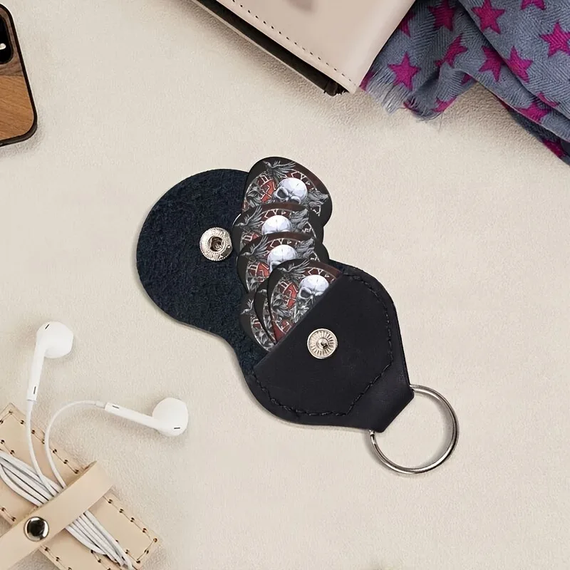 6-delige originele geluidsplectrums, dubbelzijdig bedrukte ukelele gitaarvingergranaatscherven, sleutelhangerholster, cadeau voor muziekliefhebbers