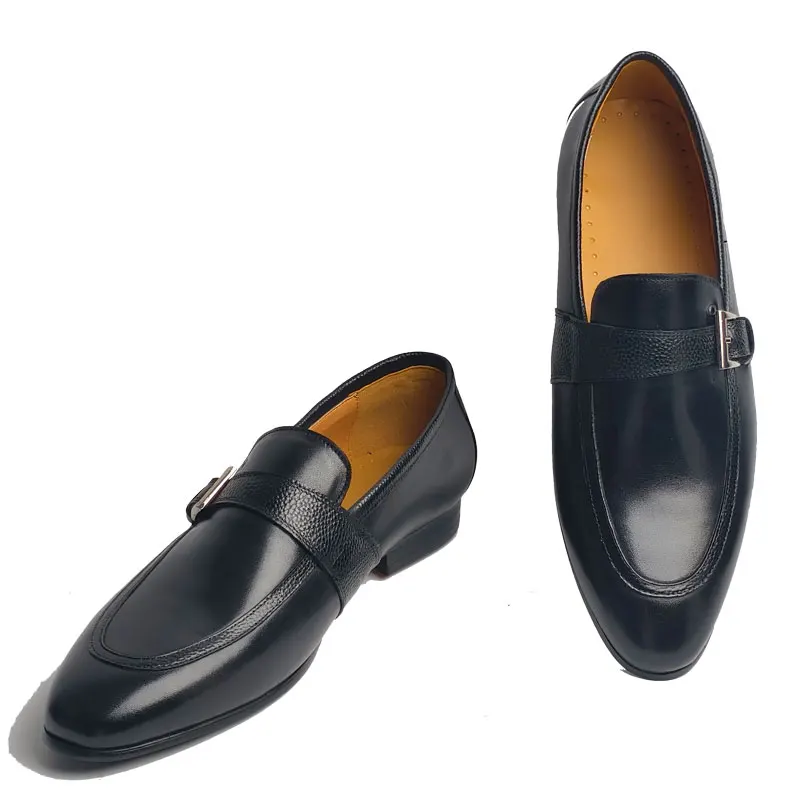 Good Quality Men's Leather Casual Shoes Top Layer Cow Leather Slip-On Loafers One Step Genuine Leather Comfortable Office Shoes