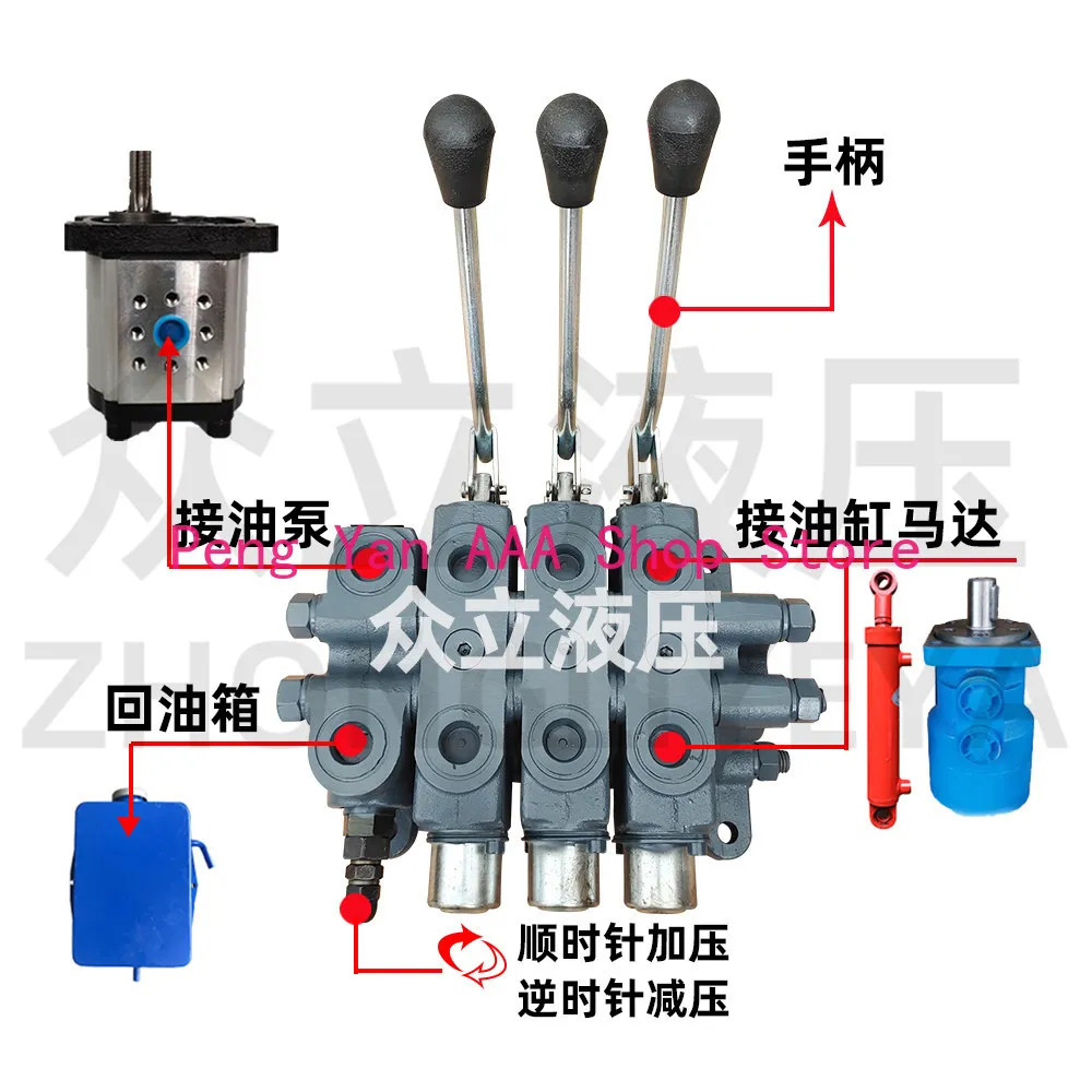 Válvula direcional hidráulica DL-15, válvula multivias, distribuidor ZL-15, motor hidráulico para mini empilhadeira DL-20