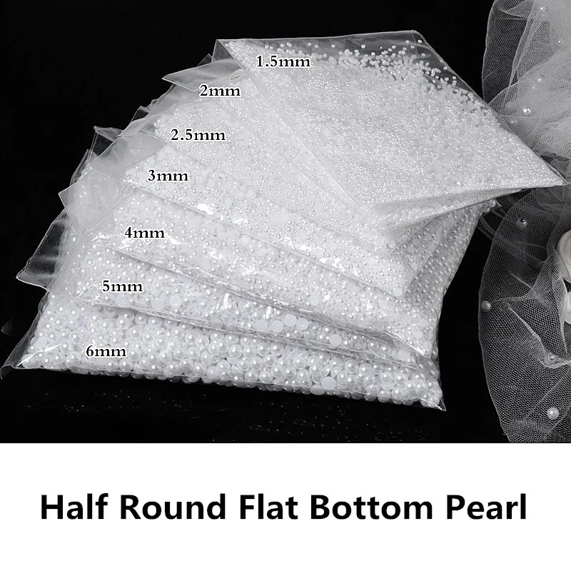 White/Ivory 2mm-25mm ABS Imitation Half Round Pearl Beads Loose Beads For Nail Art DIY Craft Scrapbook Decoration