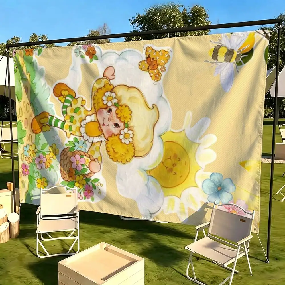 Cute S-Strawberry Shortcake-GirL-ll  Flags for Bedrooms Home Decor Items Outdoor Decors Garage Decoration Flaga
