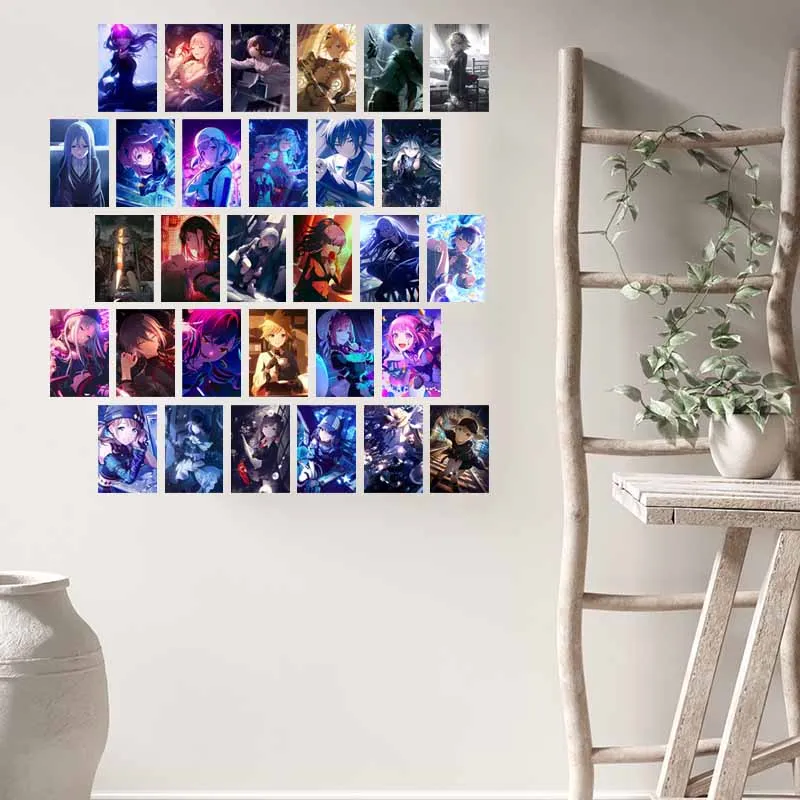 10/30Pcs Anime Game Project Sekai Wall Collage Kit Cute Cartoon Figure Postcards Greeting Wish Card Home Decor Mural Teens Gifts