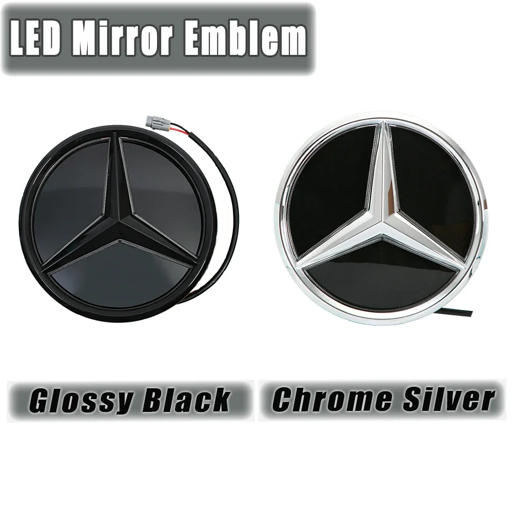 For Mercedes Benz Matte Black border and Chrome silver border decoration W204 W245 X204 Class Car Front Grille Star Emblem Logo