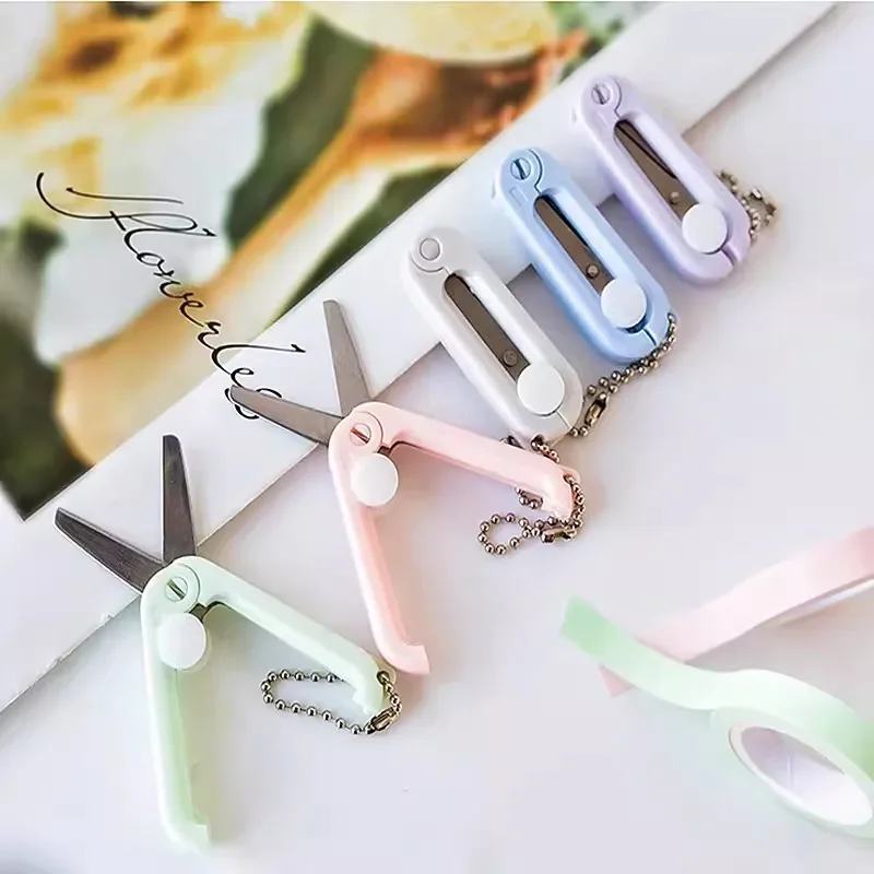 Mini Portable Folding Scissors Morandi Utility Knife Simple Paper Cutting Tool Korean Stationary Scissors Office School Supplies