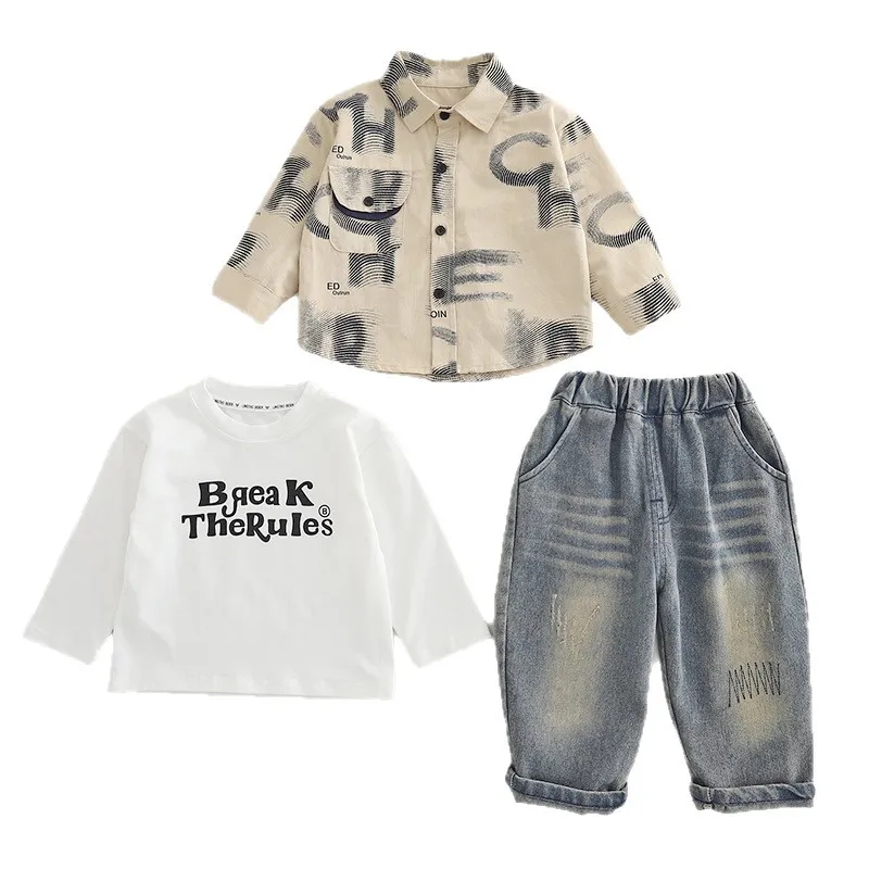 

New Spring Autumn Baby Clothes Suit Children Boys Jacket T-Shirt Pants 2Pcs/Sets Kids Girls Clothing Set Infant Letter Costume