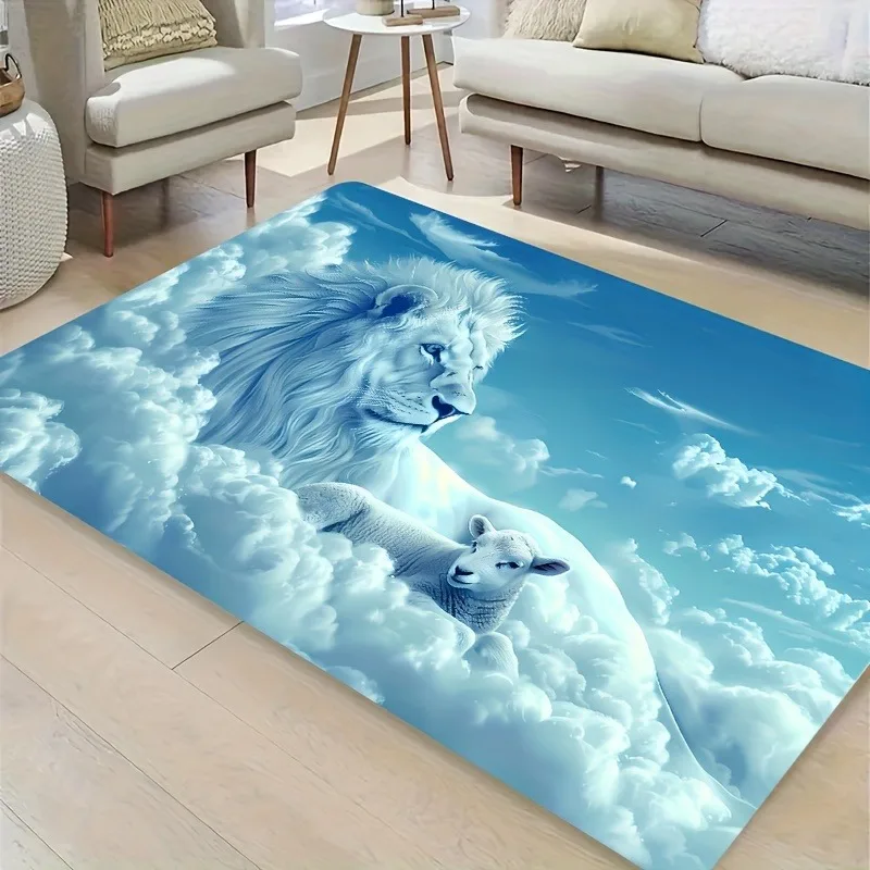 

1PC Lion Pattern Kitchen Rugs Non-Slip Home Door Mats Pop design Bathroom Rugs Bath Mat Carpet for Home Sink Laundry Decor