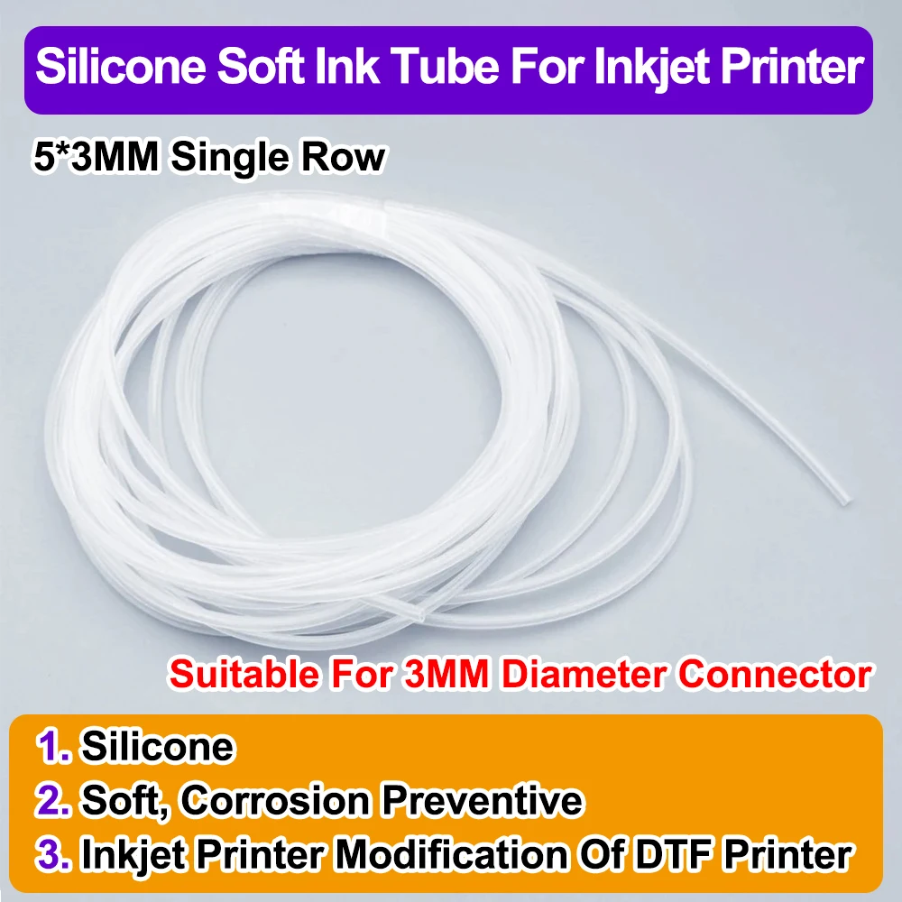 5*3MM Single Row Line Silicone Soft Ink Tube For Inkjet Printer Film Print Modification Pipe DTF 10/15/20/30/40/50 Meter Hosing