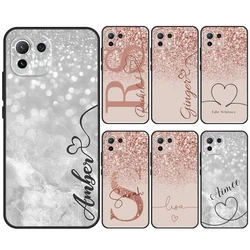 PERSONALISED Glitter name initials Case For Xiaomi 14 Pro 13 Ultra 11T 12T 13T 12 Lite POCO X6 Pro M6 X3 X4 X5 M5s F3 F5 Cover