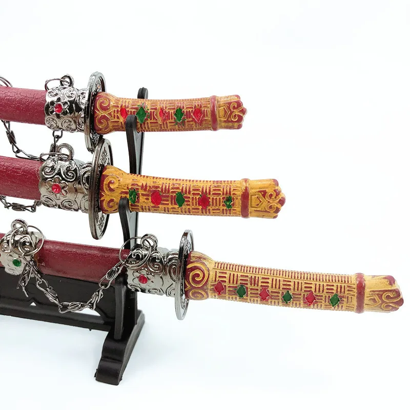 24cm Samurai Sword 3-Piece Set weapons Model Unsharpened Cosplay Props Game Toy katana Desktop Collectible Ornament Boy Toy Gift - view 3
