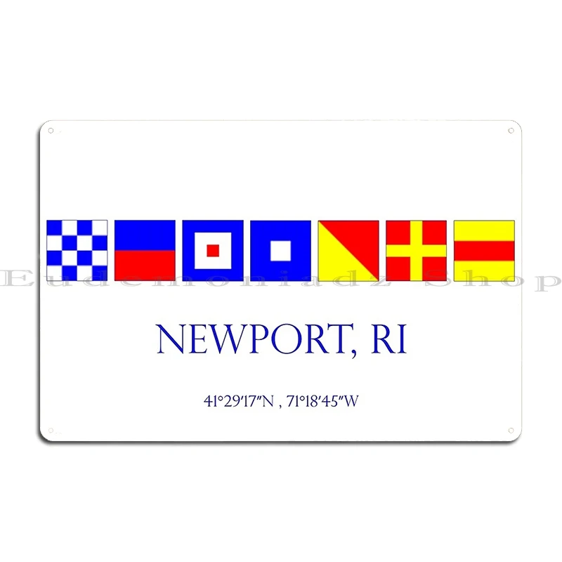 Newport Rhode Island Flag Print Metal Plaque Printing Wall Decor Club Club Garage Tin Sign Poster