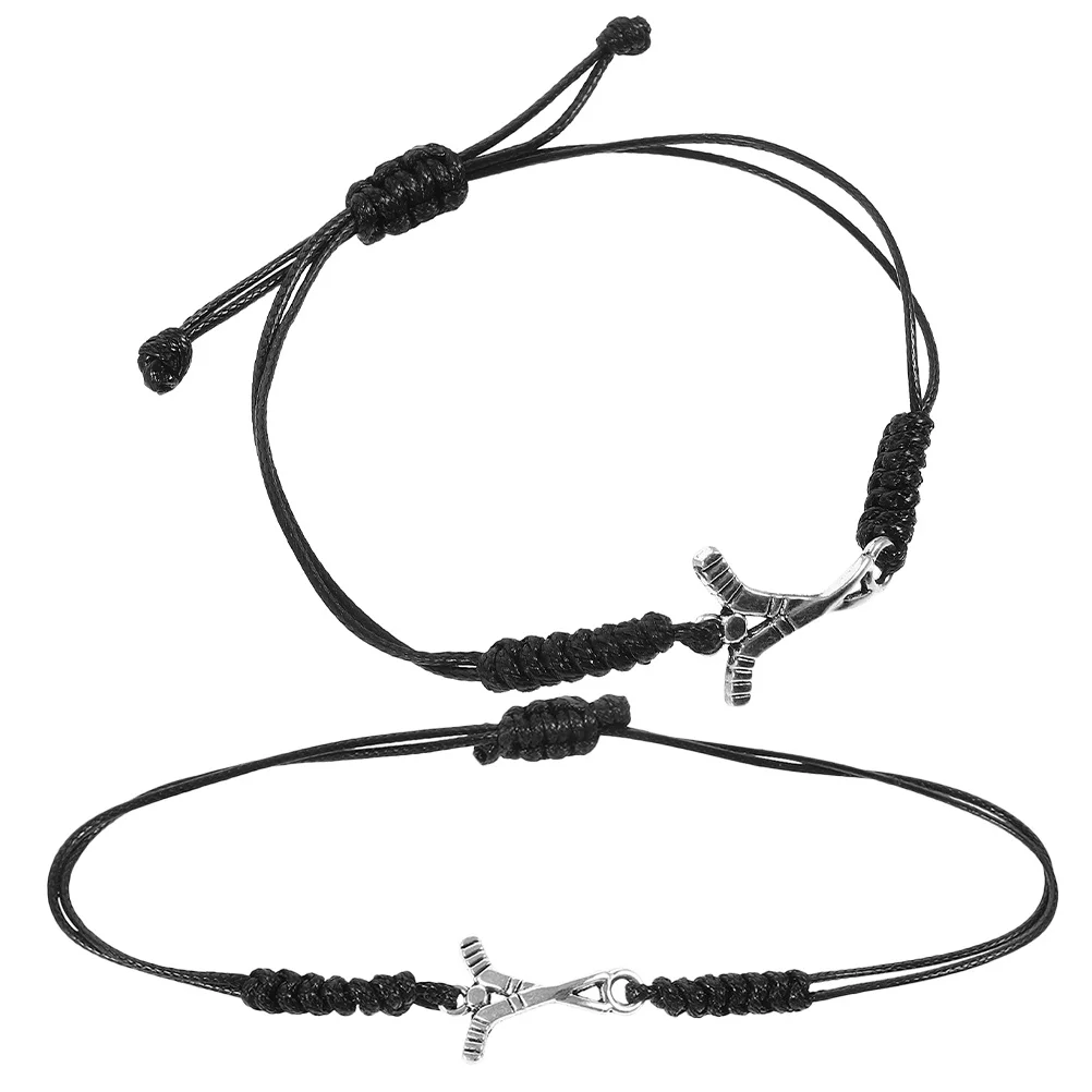 

2pcs Handwoven Hockey Bracelet Adjustable Sports Jewelry For Field Hockey Players Workout Wristband Fitness Accessory