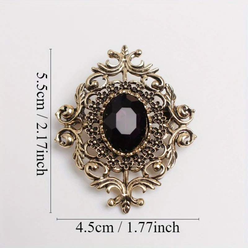 Retro Palace Luxury Purple Treasure Women\'s Suit Rhinestone Brooch and Corsage with Personalized Temperament