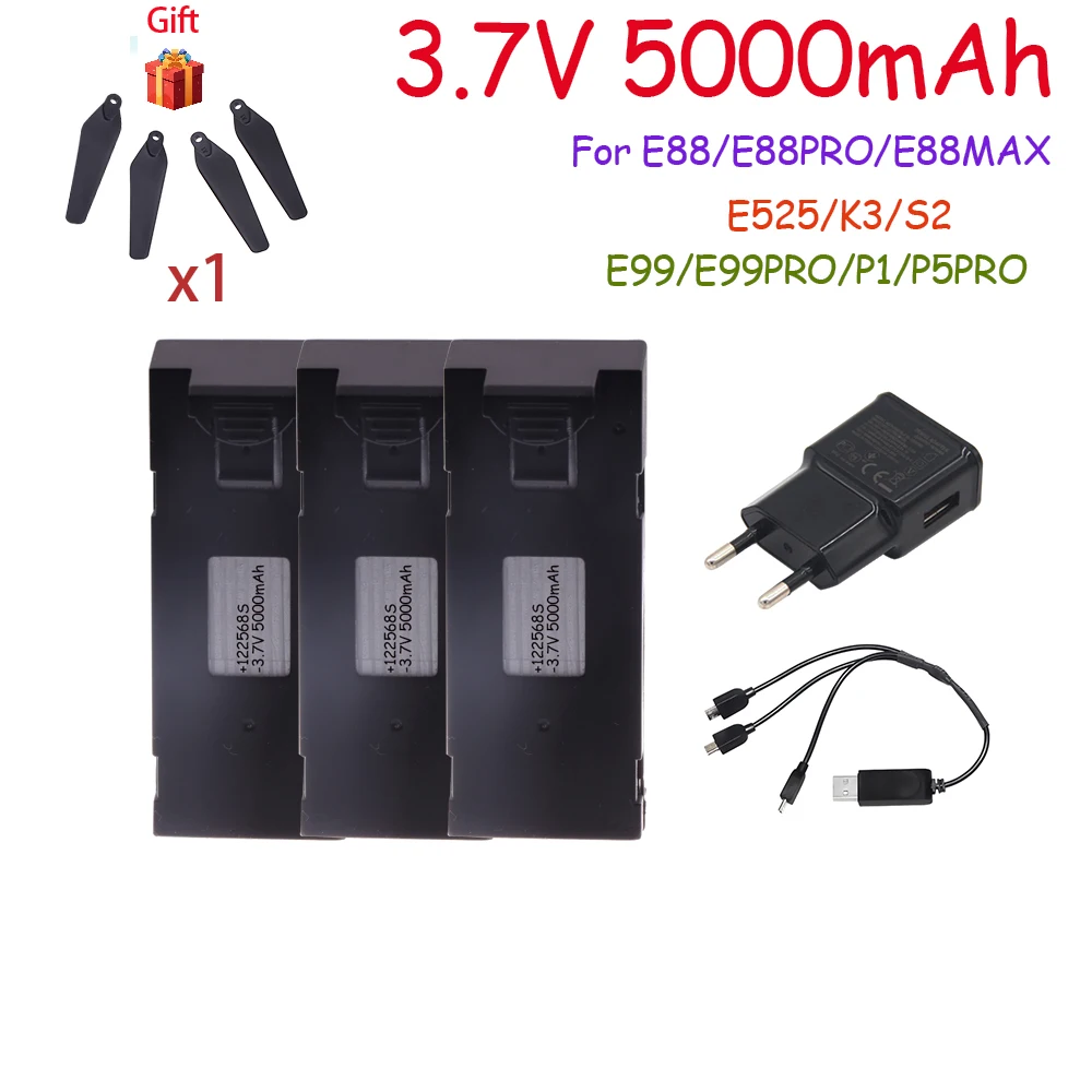 Ulepszenie 3.7V bateria do drona akcesorium 3000mAh do E88 E88 PRO E99 PRO E525PRO Mini dron Uav bateria do drona 4K drona