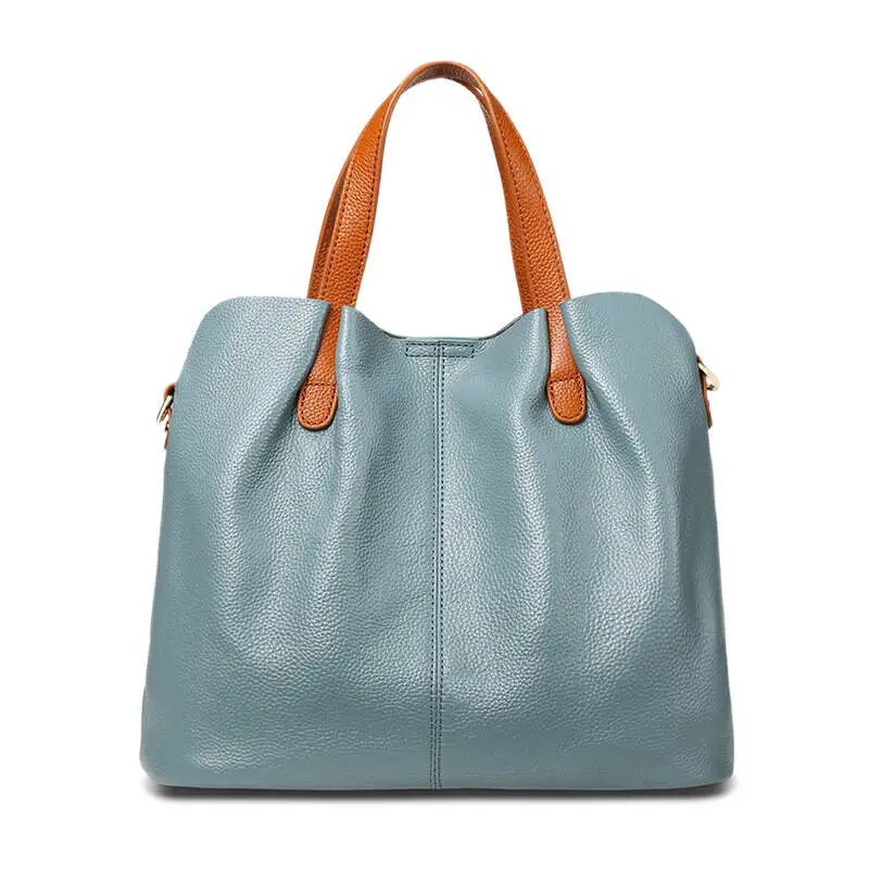 

Fashion Luxury Top Layer Cowhide Mother-Daughter Tote Bag Color-Block Women's Genuine Leather High-End Large Capacity Crossbody