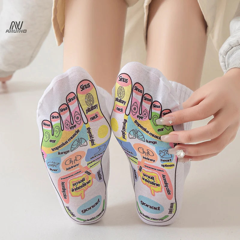 Visceral Colorful Diagram Massage Relieve Tired Feet Socks Acupressure Foot Massager Reflexology Socks Foot Point Tool Foot Care