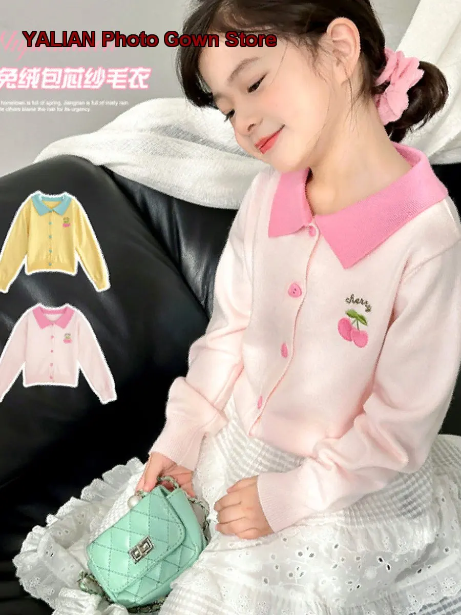 Girls Spring Jacket 2026 Embroidered Thin Spring Coat Fashionable Knit Top Infant