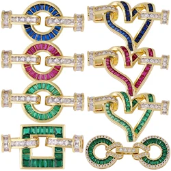 Juya DIY 18K Gold Plated Cz Fastener Closure Lock Clasps Accessories For Handmade Gems Pearls Crystals Beading Jewelry Making