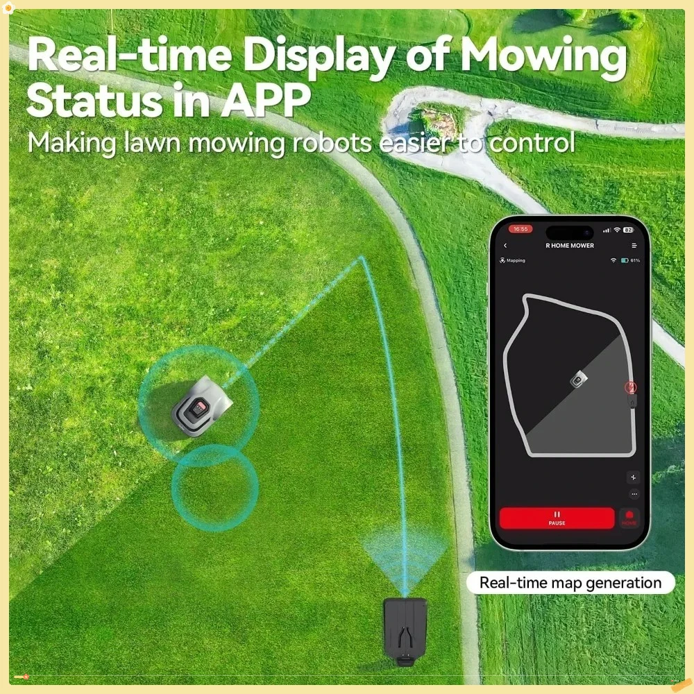 Robot cortacésped con cables de límite de 590 pies para acre de 0,25 (1/4 acre), pendiente del 45%, tiempo de ejecución de 70 minutos, recarga automática