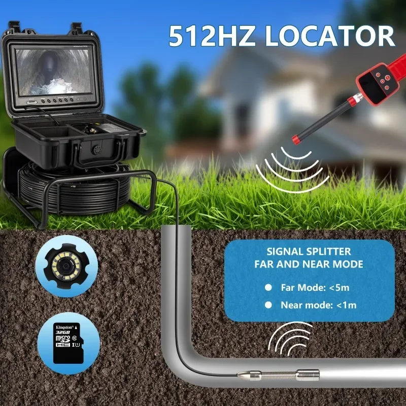 Hot sales9inch Camera Centralizer 512hz Sewage Drain Pipe Inspection Camera with Locator and Receiver