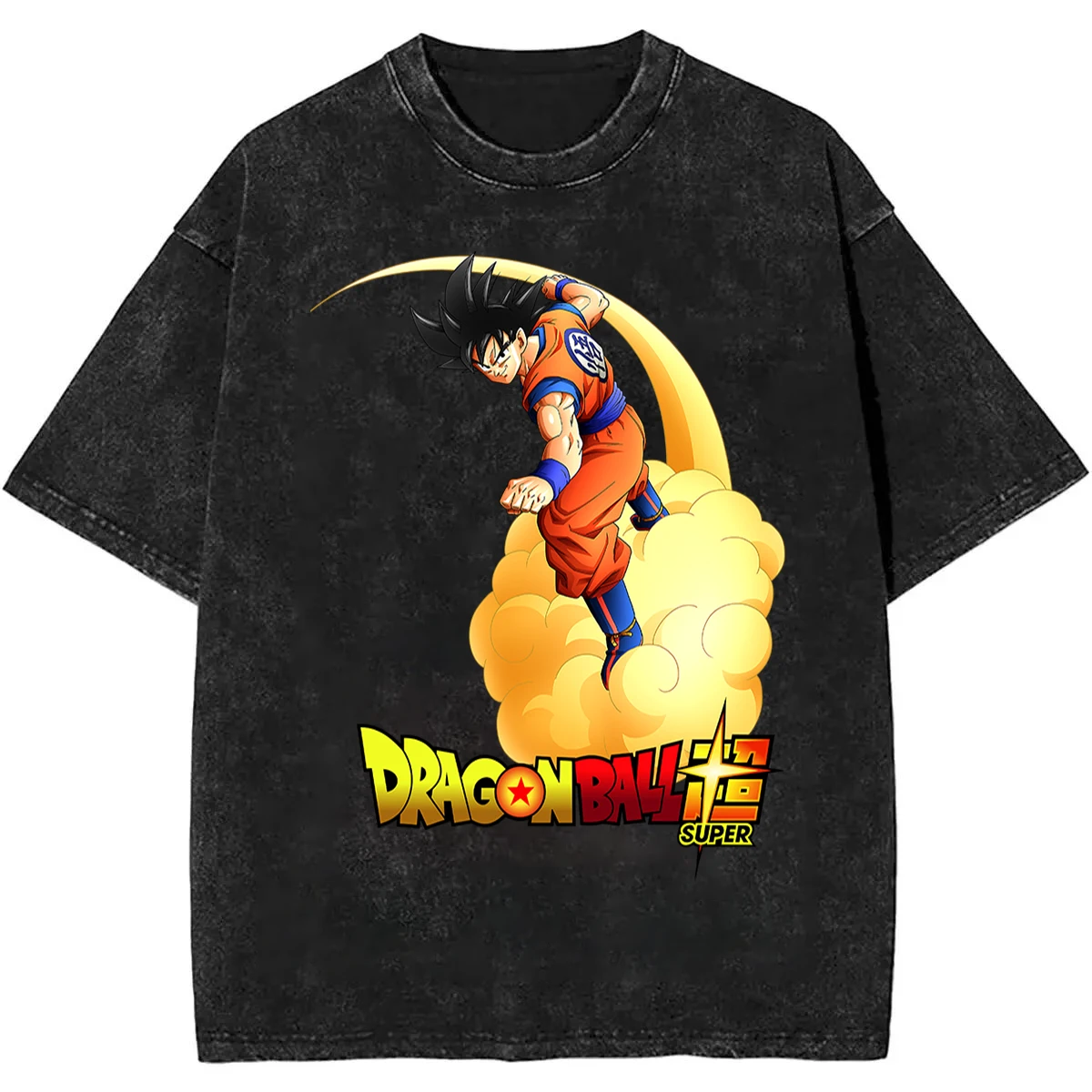 

2026 Summer Dragon Ball Super Vintage T-Shirt 100% Cotton Heavyweight Washed Oversized Unisex Anime Goku Flying Nimbus Graphic