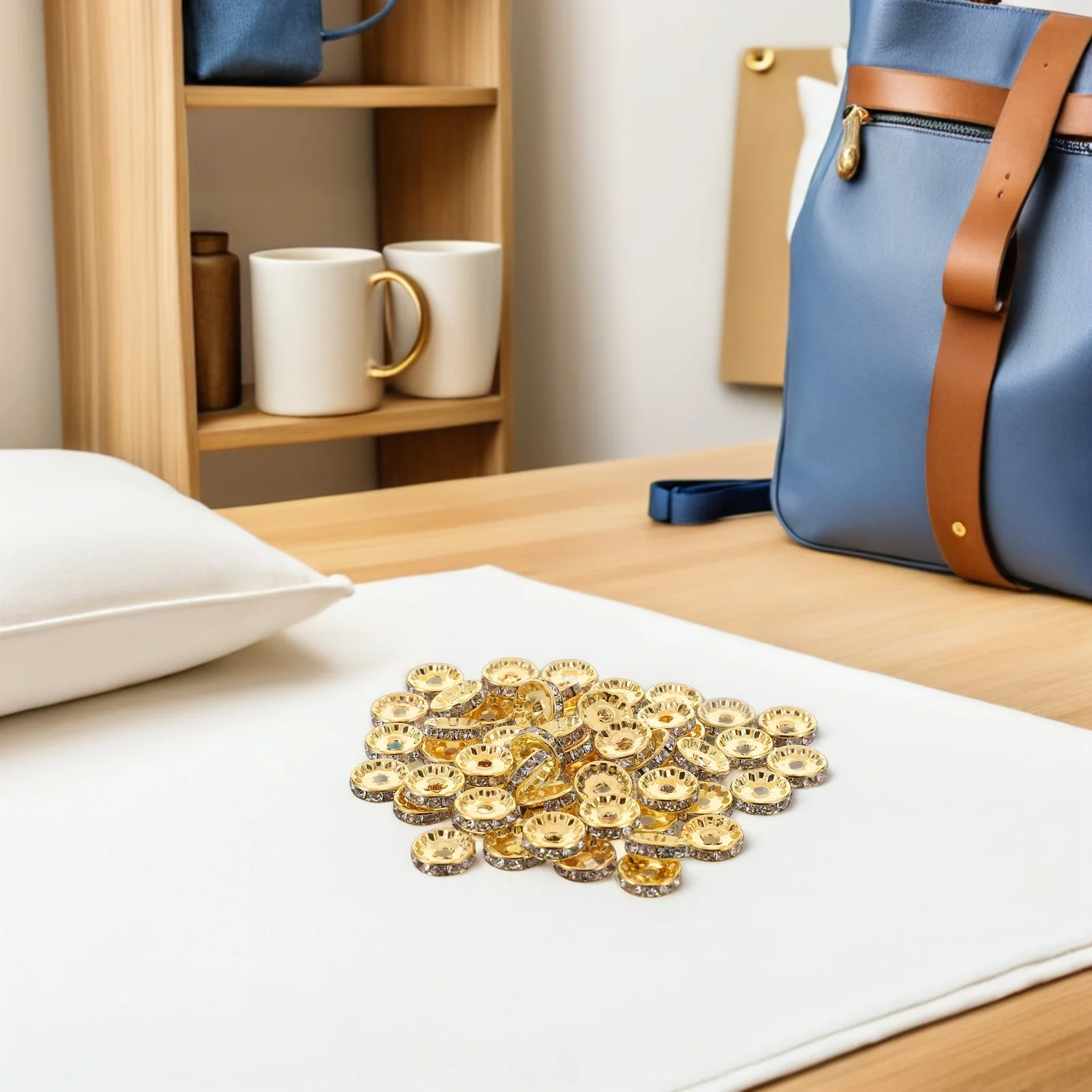 100 szt. Koraliki z cyrkoniami z dużym otworem 12 mm, metalowe koraliki dystansowe do bransoletek, naszyjników, tworzenia biżuterii DIY, materiały do projektów rękodzielniczych