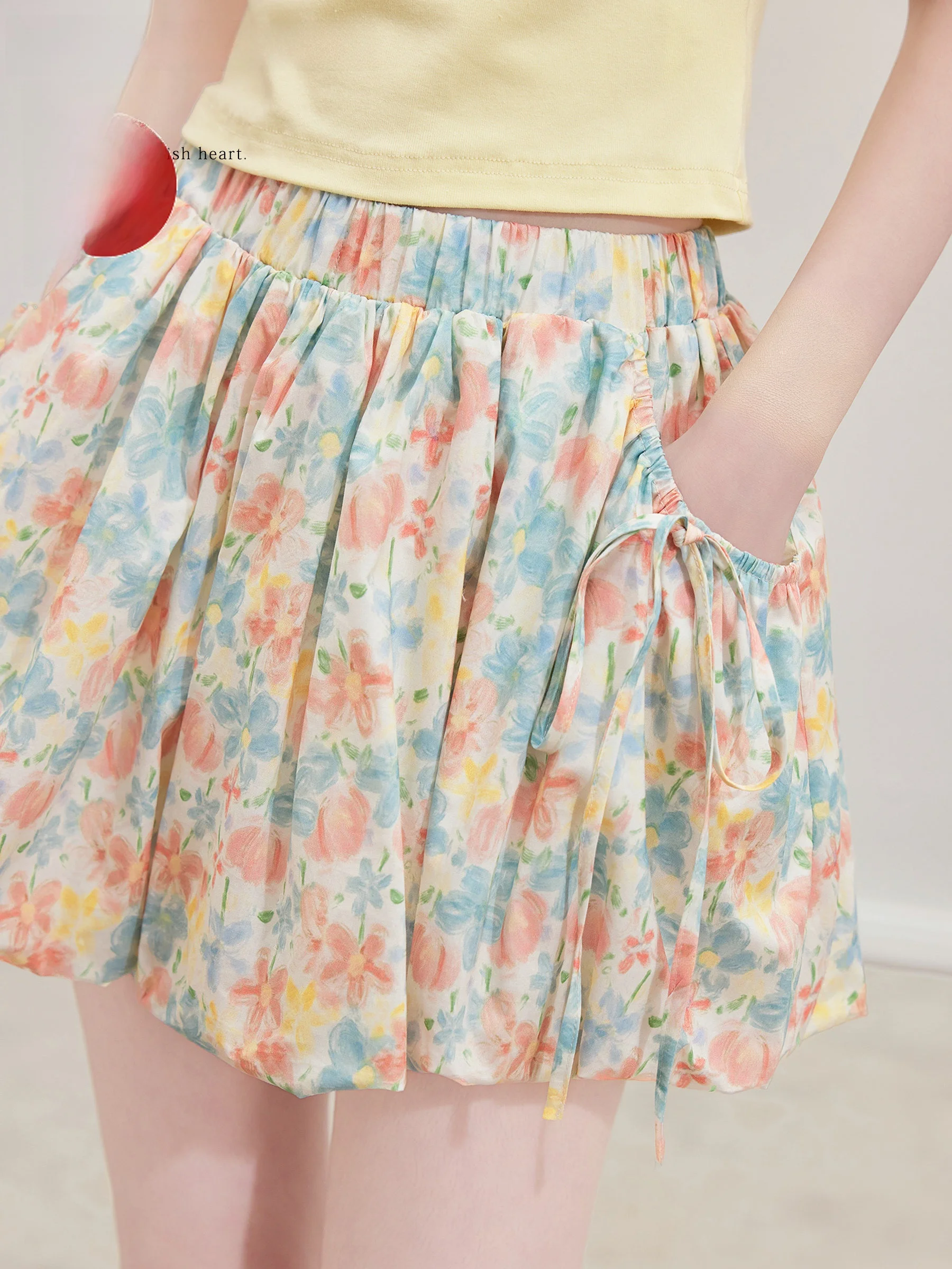 

Sweet And Soft Korean Sle A-Line Skirt for Women Floral Print Conceals Flaws And Enhances Slimn Casual High Waist C...
