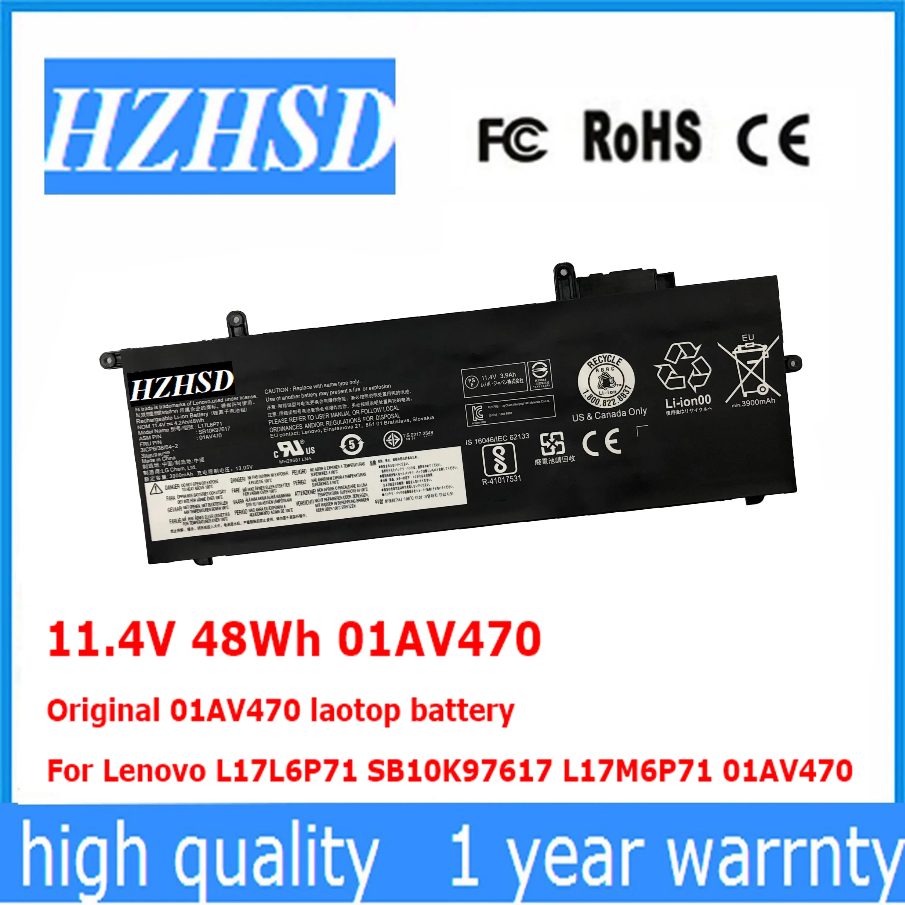 11.4V 48Wh 01AV470 Original 01AV470 laotop battery For Lenovo L17L6P71 SB10K97617 L17M6P71 01AV470