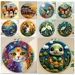 GATYZTORY Wool Felting Painting Kit With Embroidery Kit Animal Funny Diy Felt Needle Wool Painting 20X20cm Frame For Mom Gift