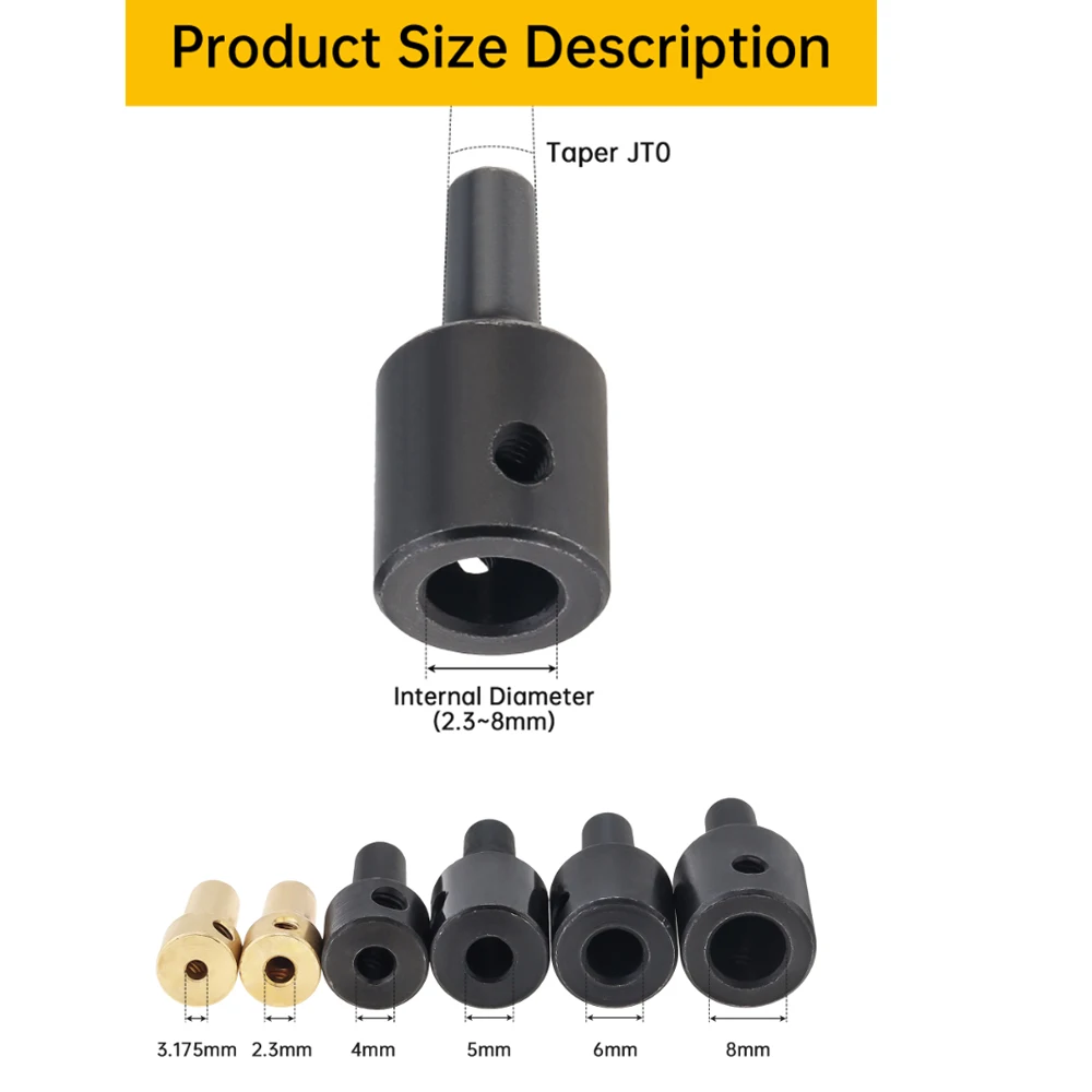 Máy Khoan Mini Chucks Adapter JTO Khoan Chuck Thanh Kết Nối Tay Đồng Thép Côn Khớp Nối 3.17Mm 4Mm 5Mm 6Mm 8Mm