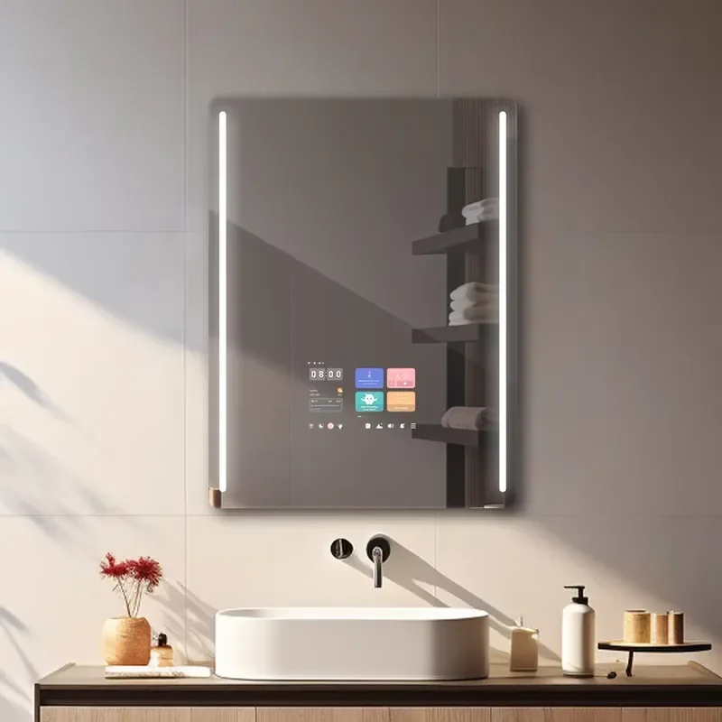 Vercon ODM OEM Android smart bathroom mirror rectangular anti-fog high definition backlight mirror smart wall-mounted mirror