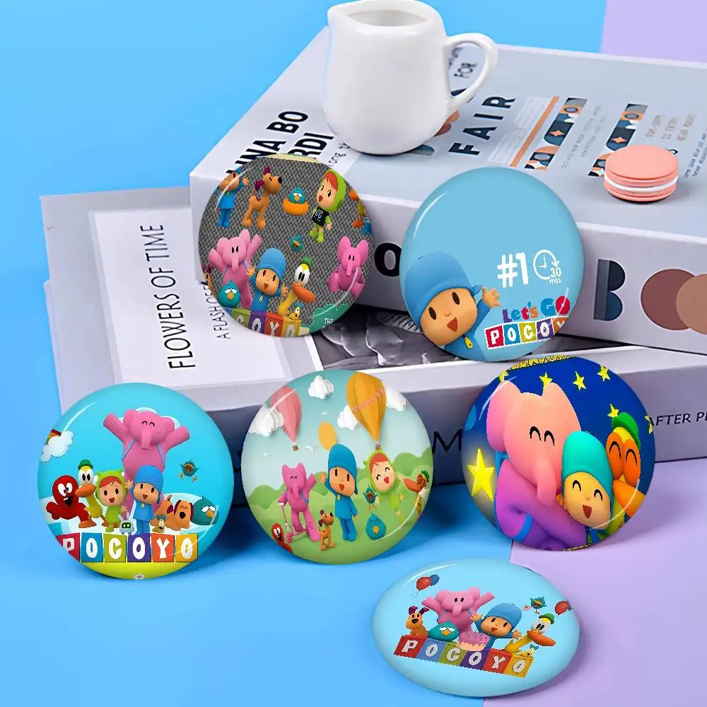 Cartoon P-PocoyoS Cartoon-Broschen Anime-Abzeichen Runde Handgemachte Brosche Anstecknadeln Schmuck für Rucksack Kleidung Geschenke