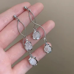 2022 New Korean Fashion Vintage Opal Long Tassel Drop Earrings for Women Girls Party 925 Silver Needle Statement Jewelry Gifts