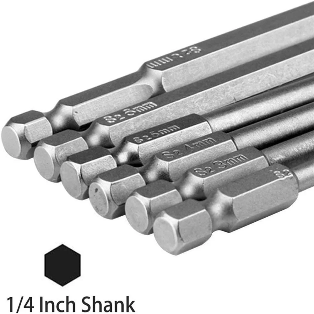 Electric Hexagonal Bit Screwdriver Socket Bit 8pcs 100mm Hex Head Allen Wrench Drill Bits Set New SAE Metric Allen Power Tool image 2