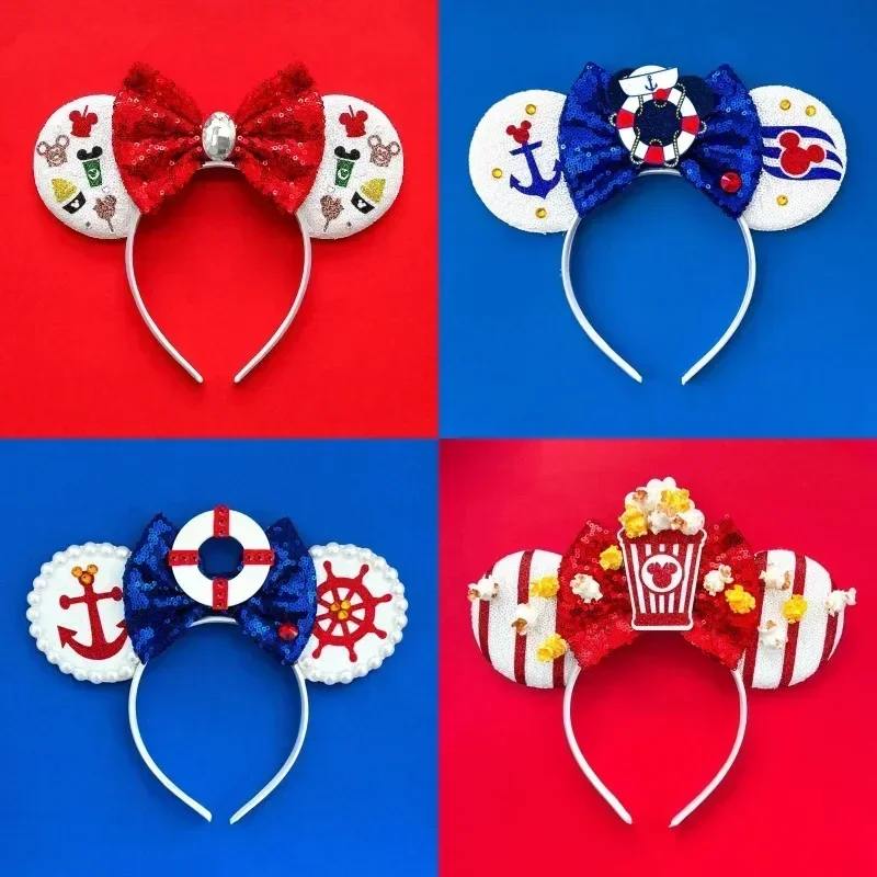 Disneyland Minnie Mouse Hair Accessories Girls Disney Mickey Head Bands Kids Party Cosplay Hair Band Women Sequins Bow Headband