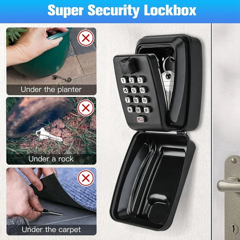 ABUL-Key Lock Box для наружного использования, 12-позиционный ящик для хранения комбинированных ключей с защищенной от атмосферных воздействий крышкой, подходит для домашнего гаража