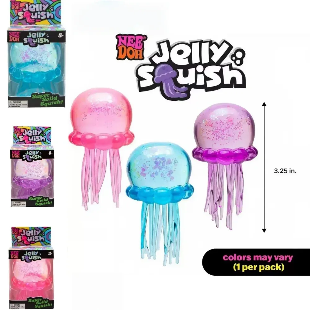 Trending Nee Doh Jellyfish & Cube Squish Toy, Soft Jelly Squeeze Stress Relief Fidget Toy, Sensory NeeDoh for Kids & Adults