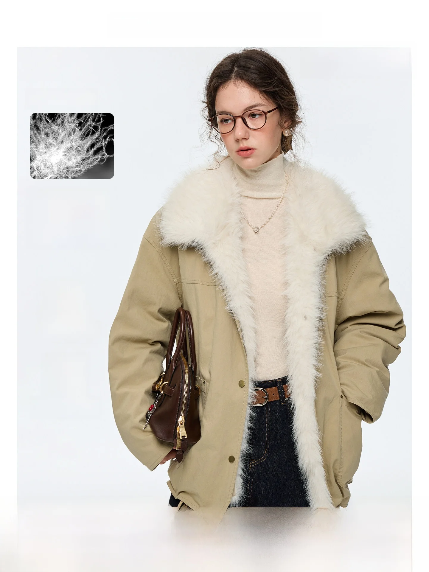 

Женская пуховая парка Flowing Sand Warm Light 2025: Новинка, с меховым воротником, 90% белый пух, корейский стиль, длинный рукав