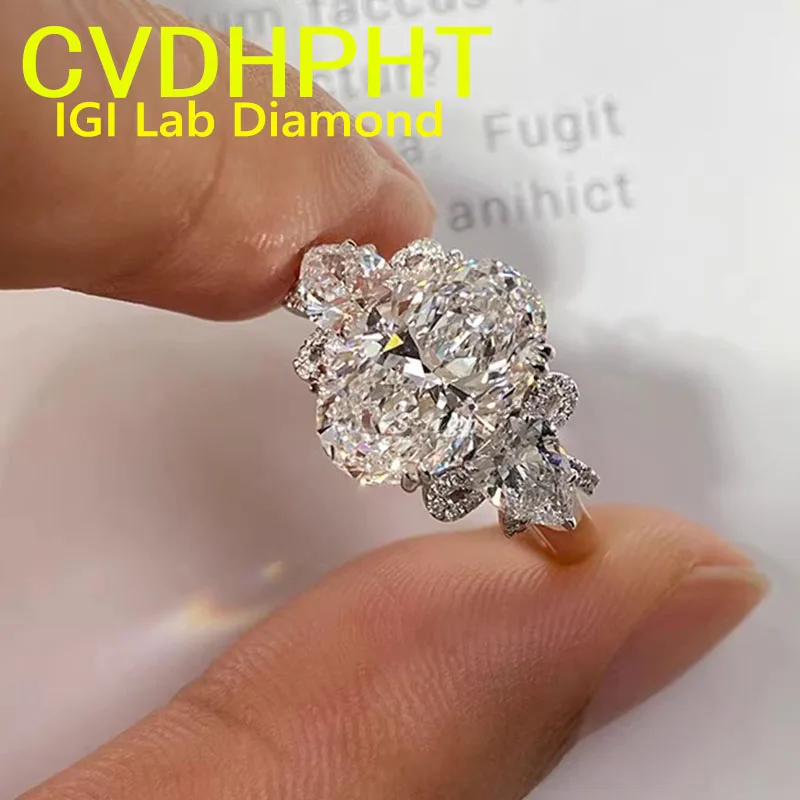 Popular 5ct REAL Au585 14K Gold Ring IGI Lab Grown Diamond Ring Oval shape D VS1 wedding Engagement Ring