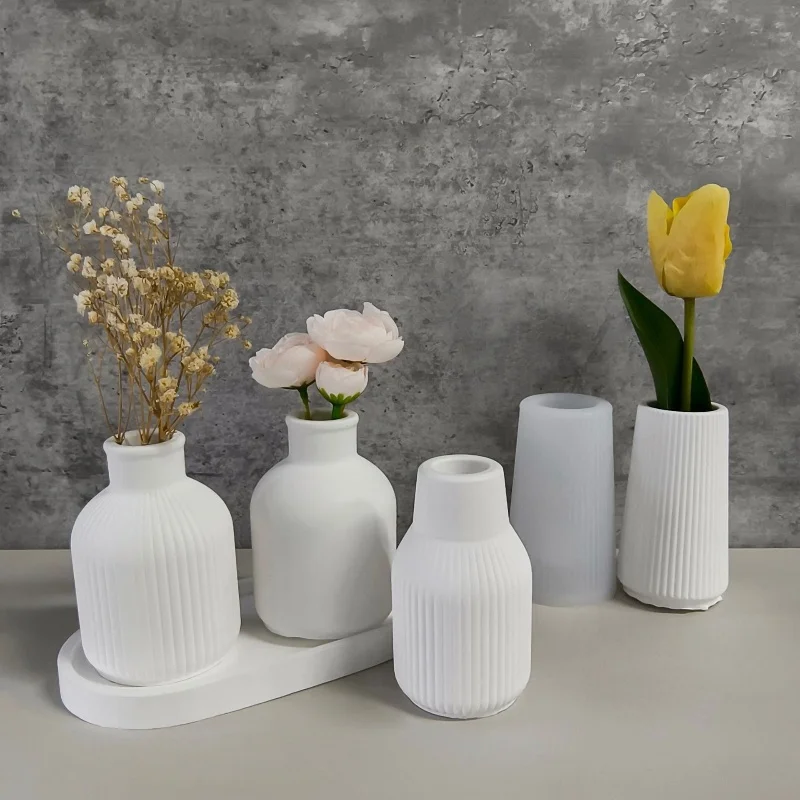 DIY Vase Ornament Silicone Mold Gypsum Flower Arrangement Storage Jar Desktop Table Epoxy Resin Mold Home Handicrafts Decoration