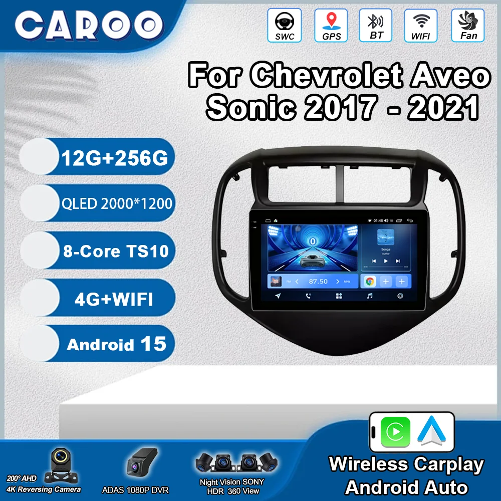 

Android 15 авто для Chevrolet Aveo Sonic 2017-2021 мультимедийный автомобильный радиомонитор плеер авторадио GPS навигация стерео Carplay